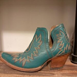 Ariat Teal Western Cutout Ankle Boots